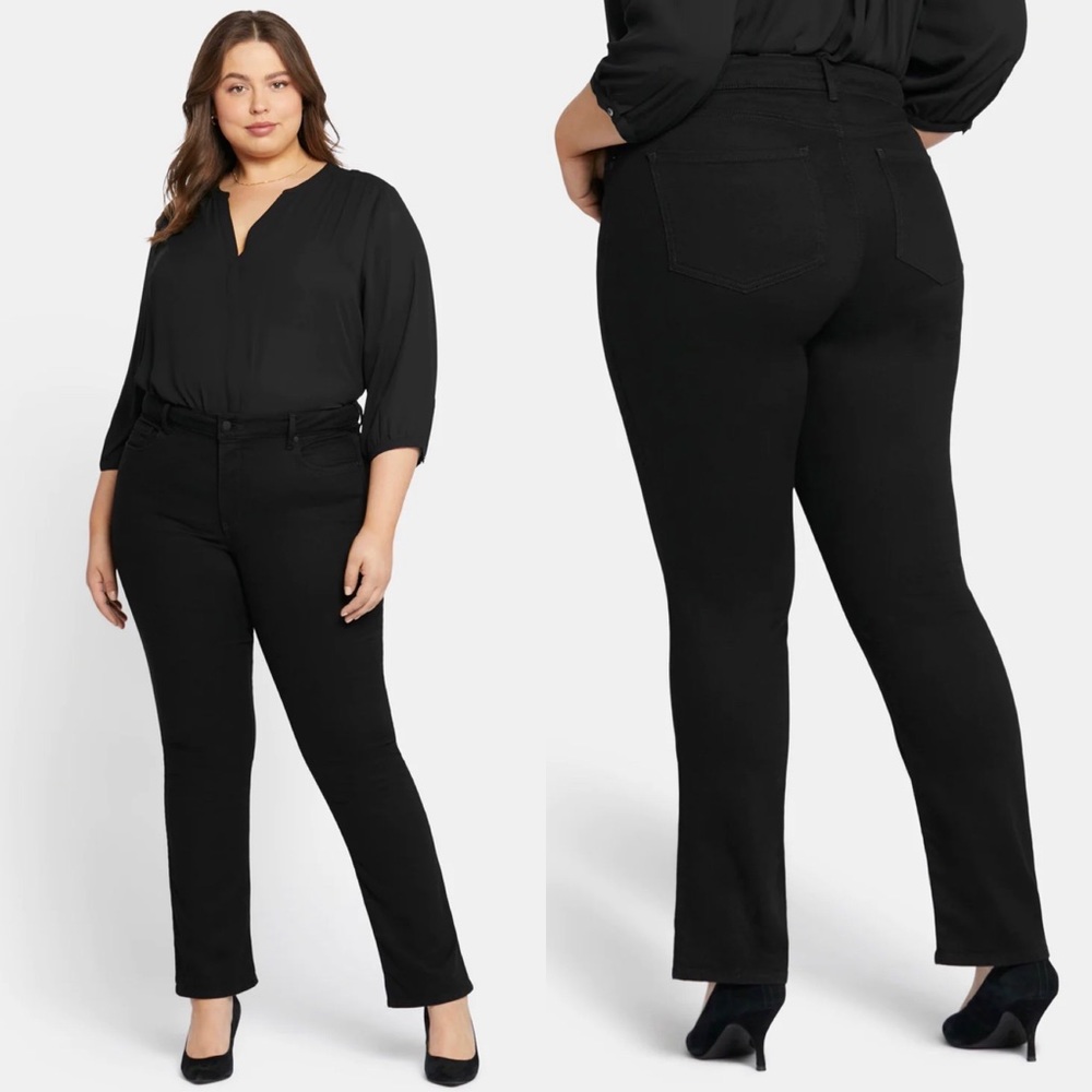 NWT NYDJ MBNQMS2788 MARILYN DOUBLE SHANK WB BLACK Slimming Plus Size 16